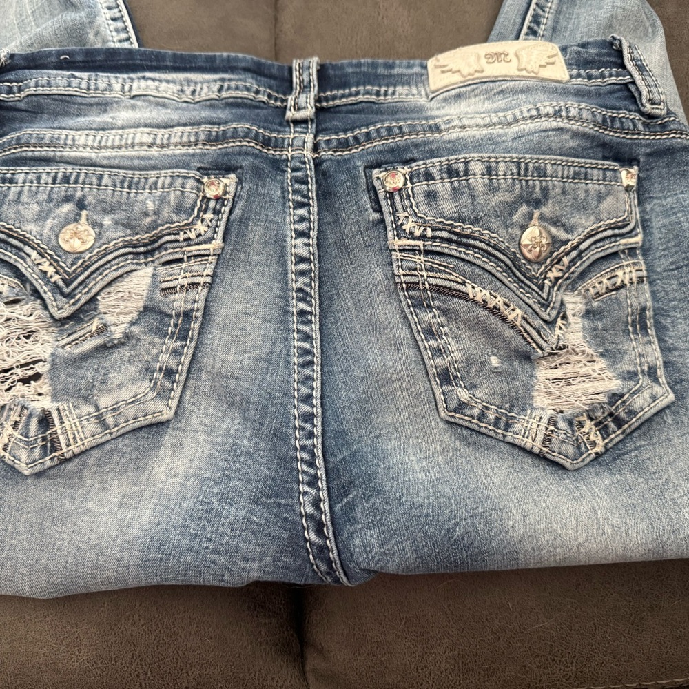 Miss Me Light Blue Distressed Jeans - 32 Curvy Ankle Skinny